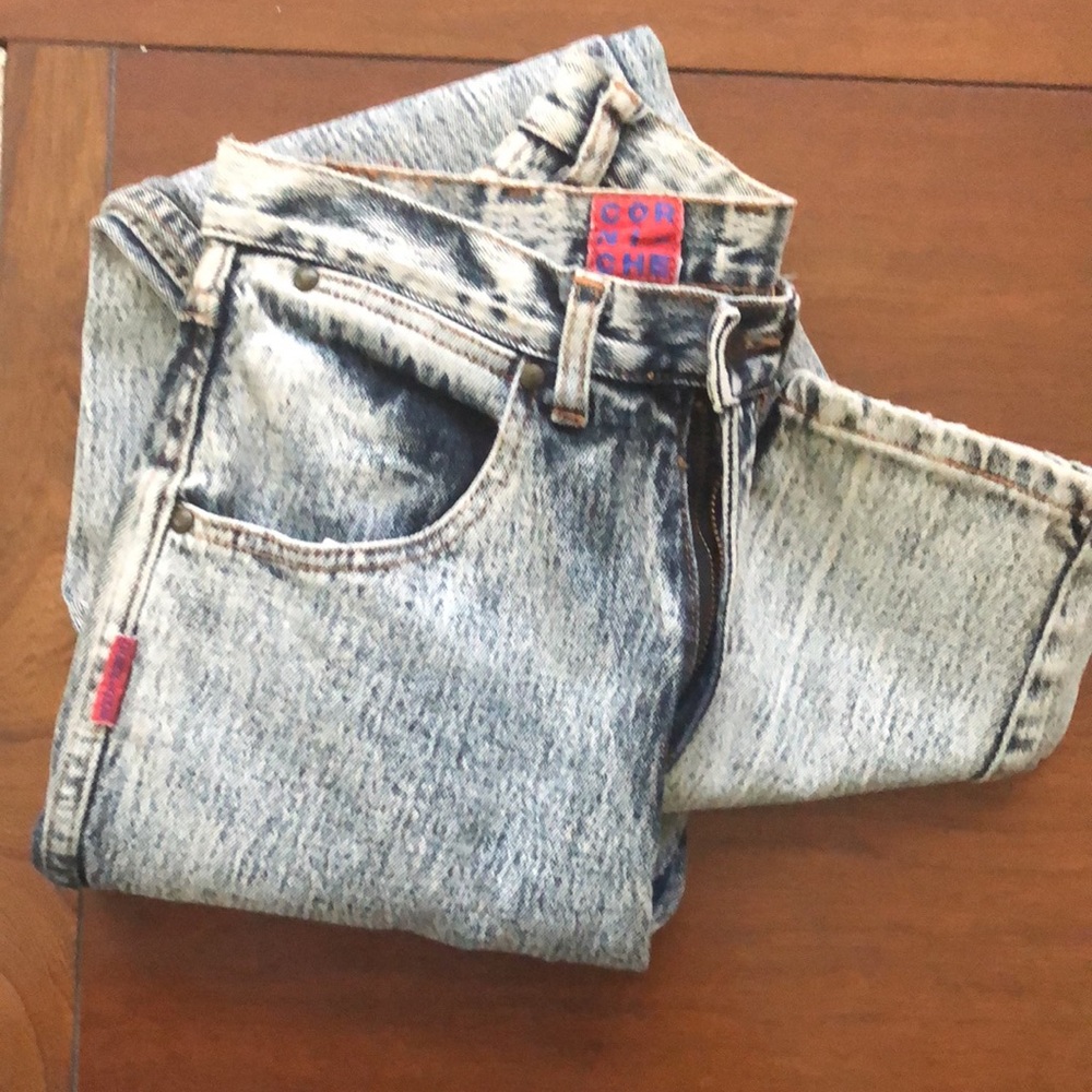 VINTAGE CORNICHE DESIGNER ACID RED TAG WOMENS JEANS MADE IN HONG FRONT PKT GOL… - Picture 11 of 15